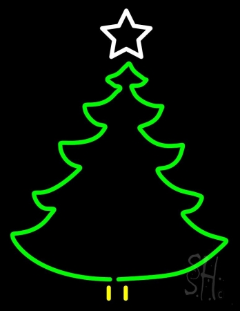 Christmas Tree Logo Clear Backing Neon Sign, 31 x 1 x 24 in.