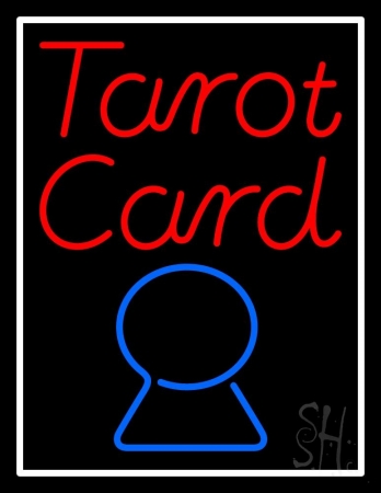 Everything Neon N105-11839 Red Tarot Card Blue Crystal With White Border LED Neon Sign 19 x 15 - inches