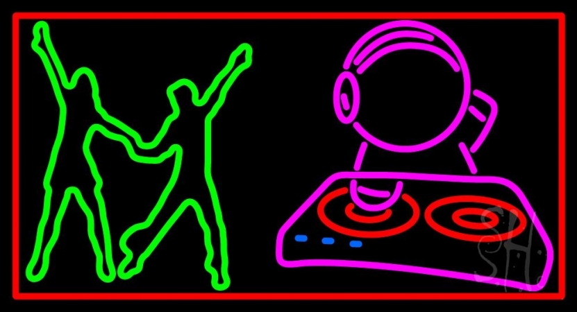 CD with Dancing Couple Neon Sign, 20 x 3 x 37 in.