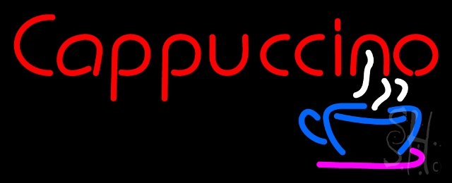 N100-0237-clear Red Cappuccino Cup Clear Backing Neon Sign, 13 x 1 x 32 in.