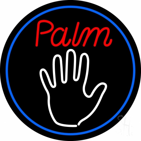 N105-10944-clear Palm Reader Logo with Blue Border Clear Backing Neon Sign, 26 x 1 x 26 in.