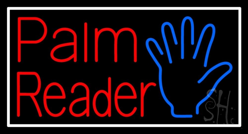 N105-10946-clear Palm Reader White Border Clear Backing Neon Sign, 20 x 1 x 37 in.