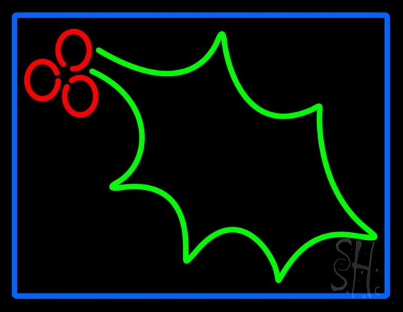 Christmas Holly Clear Backing Neon Sign, 24 x 1 x 31 in.