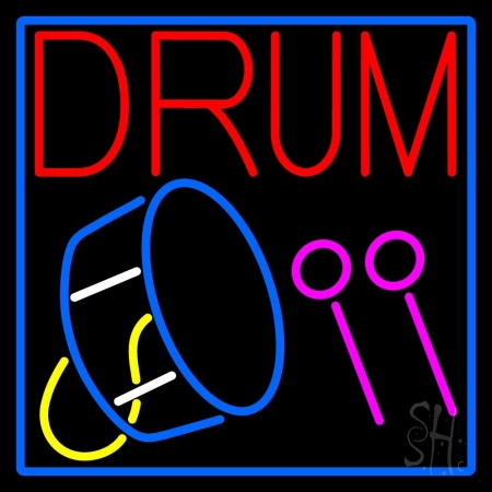 N105-12193-clear Drum with Stick Clear Backing Neon Sign, 24 x 1 x 24 in.