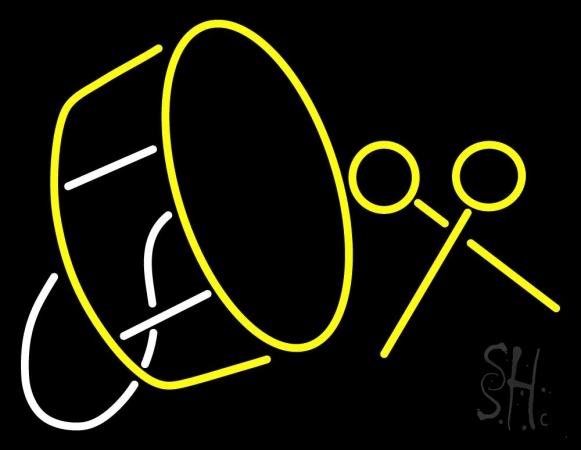 Drum with Stick Clear Backing Neon Sign, 24 x 1 x 31 in.