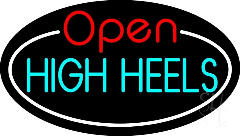 N105-10022-clear High Heels Open with White Border Clear Backing Neon Sign, 17 x 1 x 30 in.