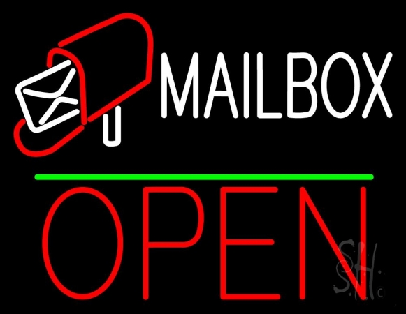 N105-10039-clear Mailbox Red Logo with Open 1 Clear Backing Neon Sign, 24 x 1 x 31 in.