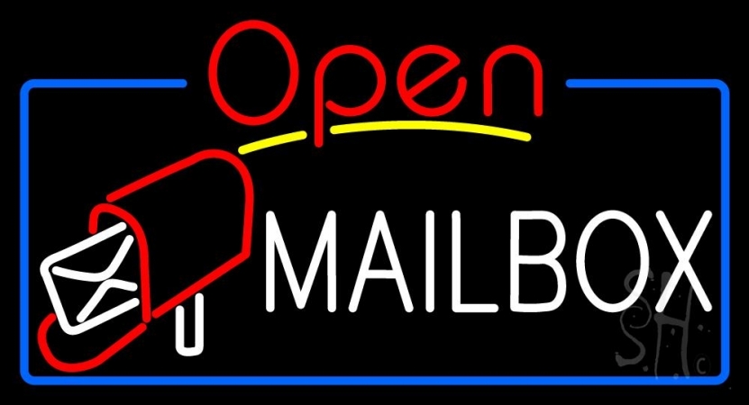 N105-10042-clear Mailbox Red Logo with Open 4 Clear Backing Neon Sign, 20 x 1 x 37 in.