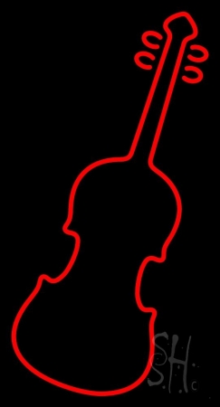 Red Violin Logo Clear Backing Neon Sign, 37 x 1 x 20 in.
