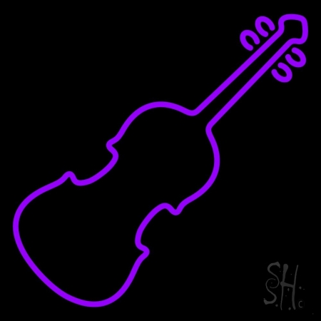 Purple Violin Clear Backing Neon Sign, 24 x 1 x 24 in.