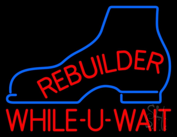 N105-10081-clear Rebuilder While You Wait Clear Backing Neon Sign, 24 x 1 x 31 in.