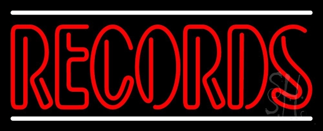 N105-10093-clear Red Colored Records White Line Clear Backing Neon Sign, 13 x 1 x 32 in.