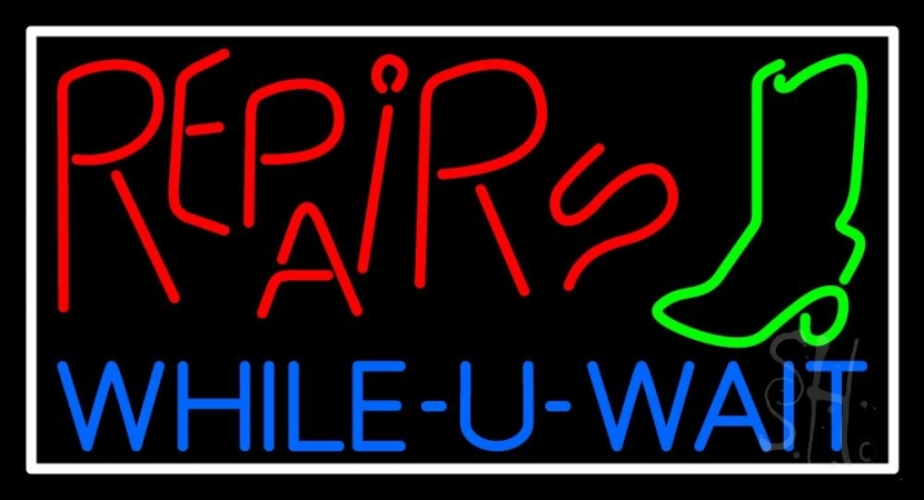 N105-10117-clear Red Repairs Blue While You Wait Clear Backing Neon Sign, 20 x 1 x 37 in.
