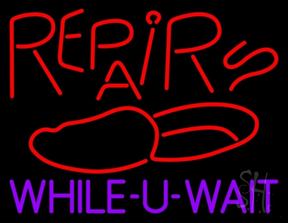 N105-10122-clear Red Repairs Purple While You Wait Clear Backing Neon Sign, 24 x 1 x 31 in.