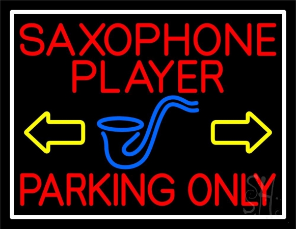 N105-10130-clear Red Saxophone Player Parking Only 1 Clear Backing Neon Sign, 24 x 1 x 31 in.