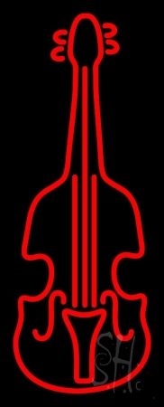 Red Violin Logo 1 Clear Backing Neon Sign, 32 x 1 x 13 in.