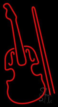 Red Violin Logo Clear Backing Neon Sign, 37 x 1 x 20 in.