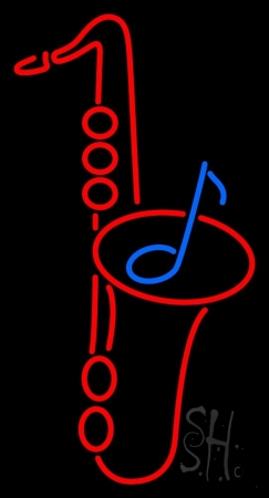 Saxophone Logo 1 Clear Backing Neon Sign, 37 x 1 x 20 in.