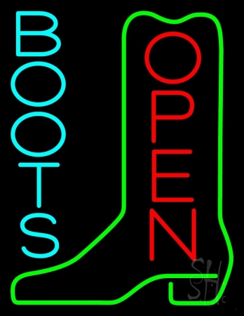 N105-10236-clear Turquoise Boots Open Clear Backing Neon Sign, 31 x 1 x 24 in.