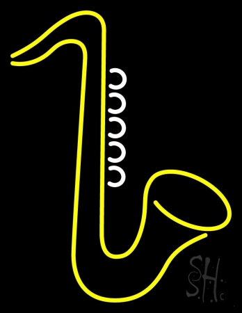 Yellow Saxophone 1 Clear Backing Neon Sign, 31 x 1 x 24 in.