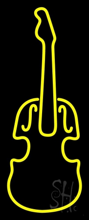 Yellow Violin Logo Clear Backing Neon Sign, 32 x 1 x 13 in.