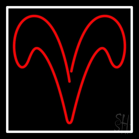 Aries with Border Clear Backing Neon Sign, 24 x 1 x 24 in.