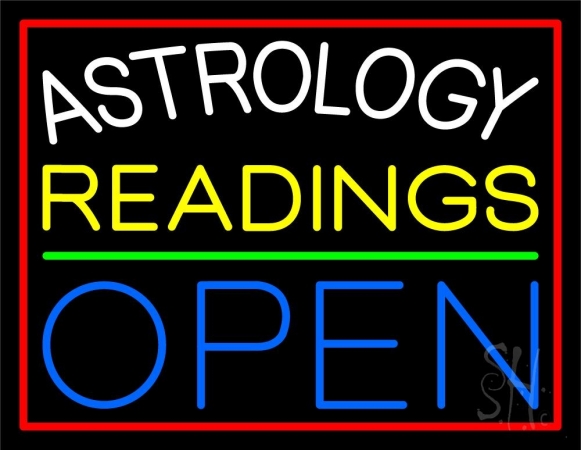 N105-10347-clear Astrology Readings Open Red Border Clear Backing Neon Sign, 24 x 1 x 31 in.
