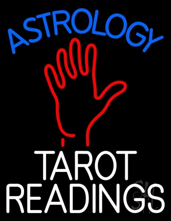 N105-10364-clear Blue Astrology White Tarot Readings Clear Backing Neon Sign, 31 x 1 x 24 in.