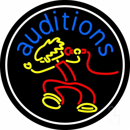 N105-10367-clear Blue Audition White Border Clear Backing Neon Sign, 26 x 1 x 26 in.
