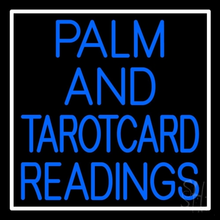 Blue Palm & Tarot Card Readings Clear Backing Neon Sign, 24 x 1 x 24 in.