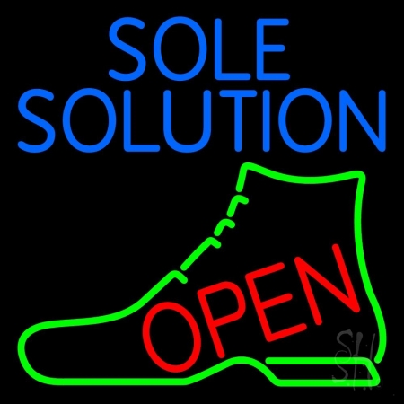 N105-10460-clear Blue Sole Solution Open Clear Backing Neon Sign, 24 x 1 x 24 in.