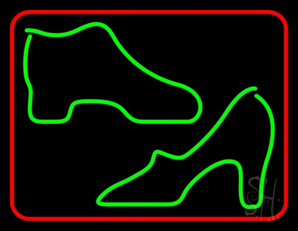 Boot Sandal Red Border Clear Backing Neon Sign, 24 x 1 x 31 in.