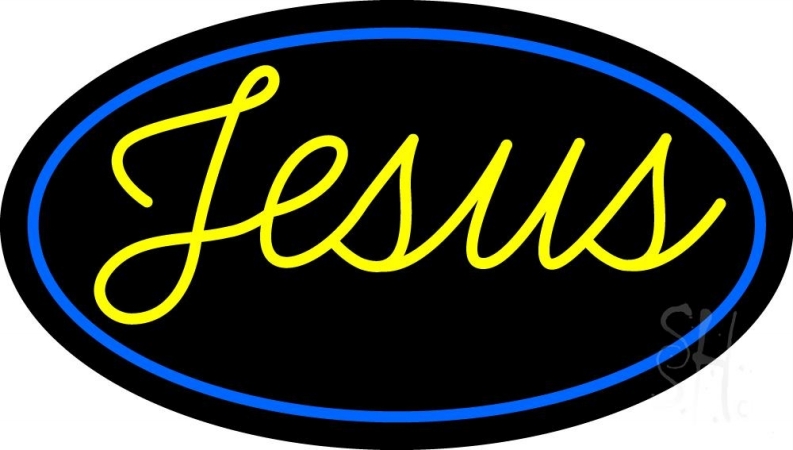 N105-10480-clear Cursive Blue Jesus Clear Backing Neon Sign, 17 x 1 x 30 in.