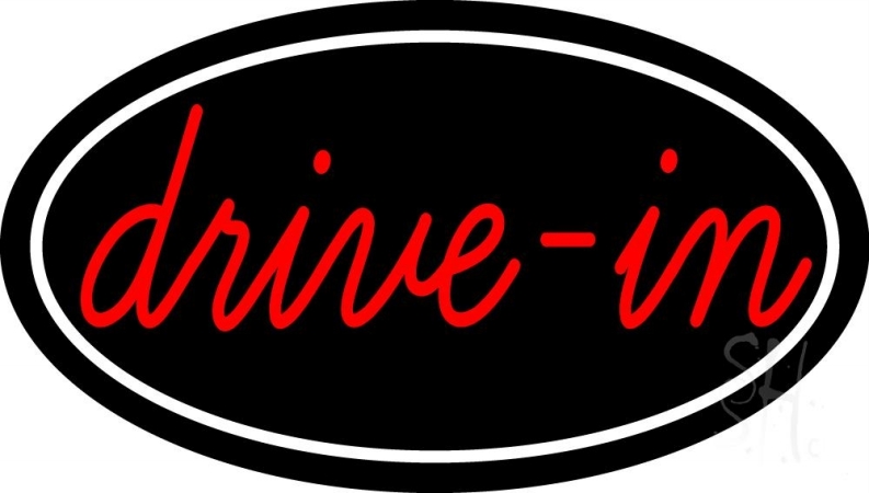 N105-10481-clear Cursive Drive in with Border Clear Backing Neon Sign, 17 x 1 x 30 in.