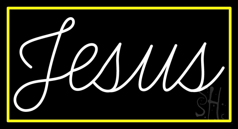 N105-10487-clear Cursive White Jesus Clear Backing Neon Sign, 20 x 1 x 37 in.