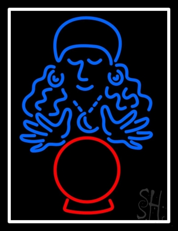 N105-10786-clear Fortune Teller Lady Crystal White Border Clear Backing Neon Sign, 31 x 1 x 24 in.