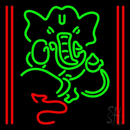 Lord Ganesha with Line Clear Backing Neon Sign, 24 x 1 x 24 in.