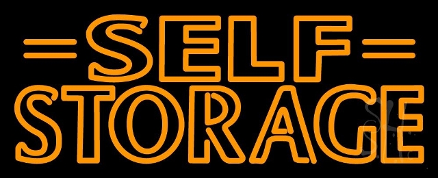 N105-10933-clear Orange Self Storage Block with Line Clear Backing Neon Sign, 13 x 1 x 32 in.