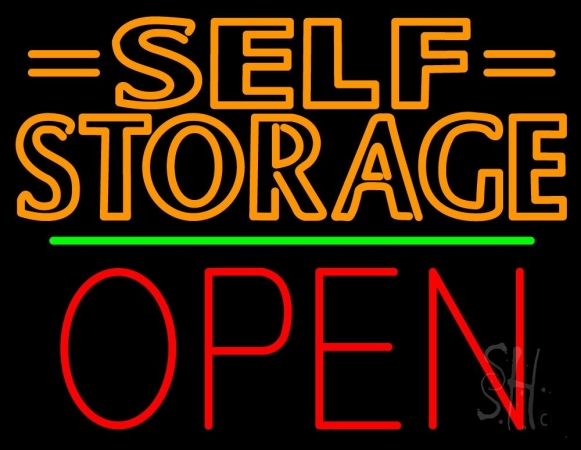 N105-10934-clear Orange Self Storage Block with Open 1 Clear Backing Neon Sign, 24 x 1 x 31 in.