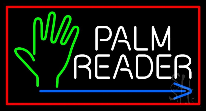 N105-10943-clear Palm Reader Arrow Red Border Clear Backing Neon Sign, 20 x 1 x 37 in.