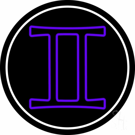 Purple Gemini White Border Clear Backing Neon Sign, 26 x 1 x 26 in.