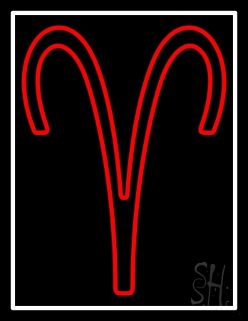 Red Aries White Border Clear Backing Neon Sign, 31 x 1 x 24 in.