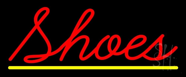 N105-11041-clear Red Cursive Shoes with Lines Clear Backing Neon Sign, 10 x 1 x 24 in.