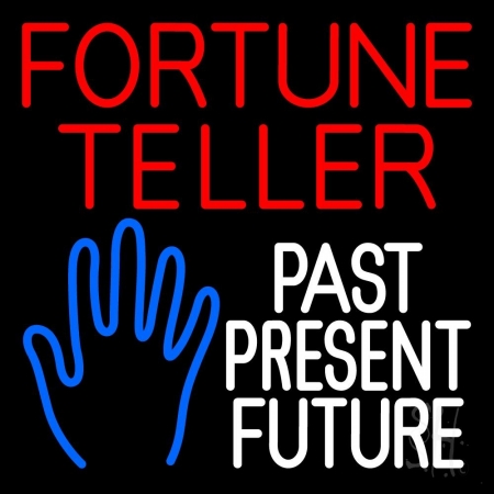 N105-11059-clear Red Fortune Teller White Past Present Future Clear Backing Neon Sign, 24 x 1 x 24 in.
