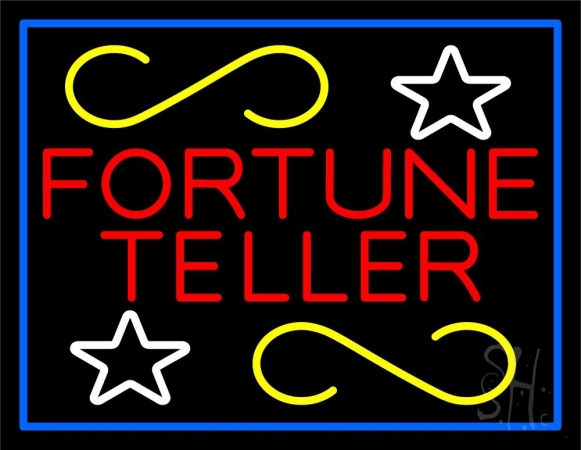 N105-11061-clear Red Fortune Teller with Blue Border Clear Backing Neon Sign, 24 x 1 x 31 in.