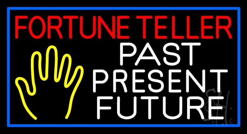 N105-11064-clear Red Fortune Teller with Yellow Palm Clear Backing Neon Sign, 20 x 1 x 37 in.