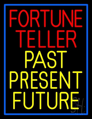 N105-11065-clear Red Fortune Teller Yellow Past Present Future Clear Backing Neon Sign, 31 x 1 x 24 in.