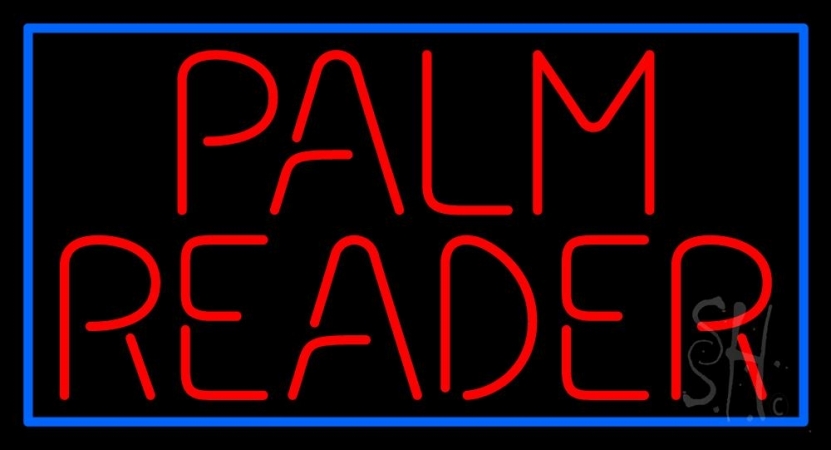 N105-11121-clear Red Palm Reader Block Blue Border Clear Backing Neon Sign, 20 x 1 x 37 in.