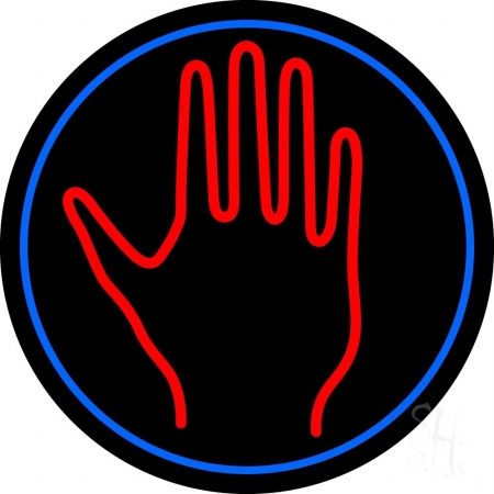 Red Palm with Blue Circle Clear Backing Neon Sign, 26 x 1 x 26 in.