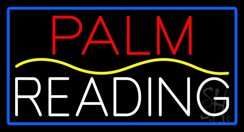 N105-11131-clear Red Palm Yellow Line White Reading Blue Border Clear Backing Neon Sign, 20 x 1 x 37 in.
